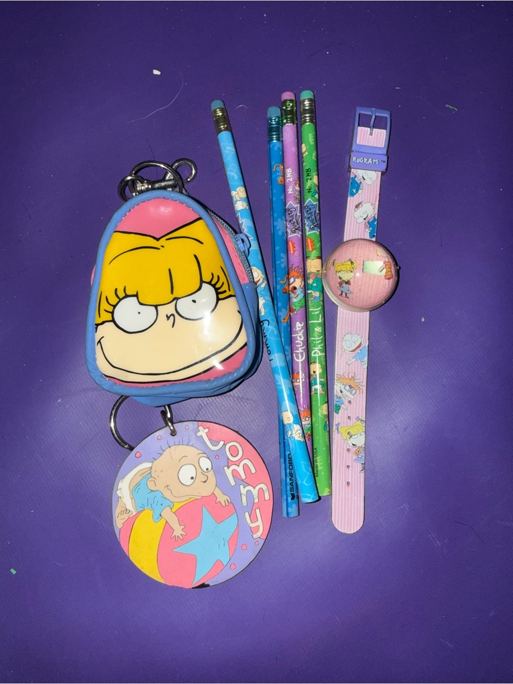 Vintage Rugrats Watch, pencils and keychains